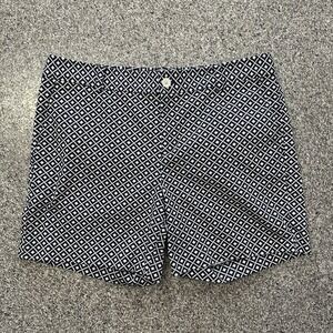 Chaps Shorts Womens 14P Petite 34x6 Chino Casual Geometric Print Navy Blue